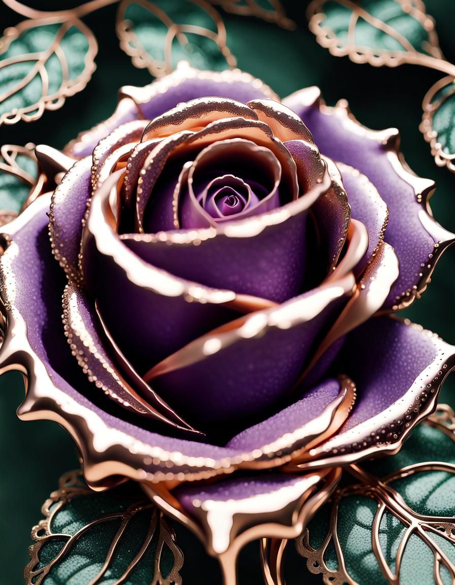 Detailed Soft Metal Rose with Dripping Effect
