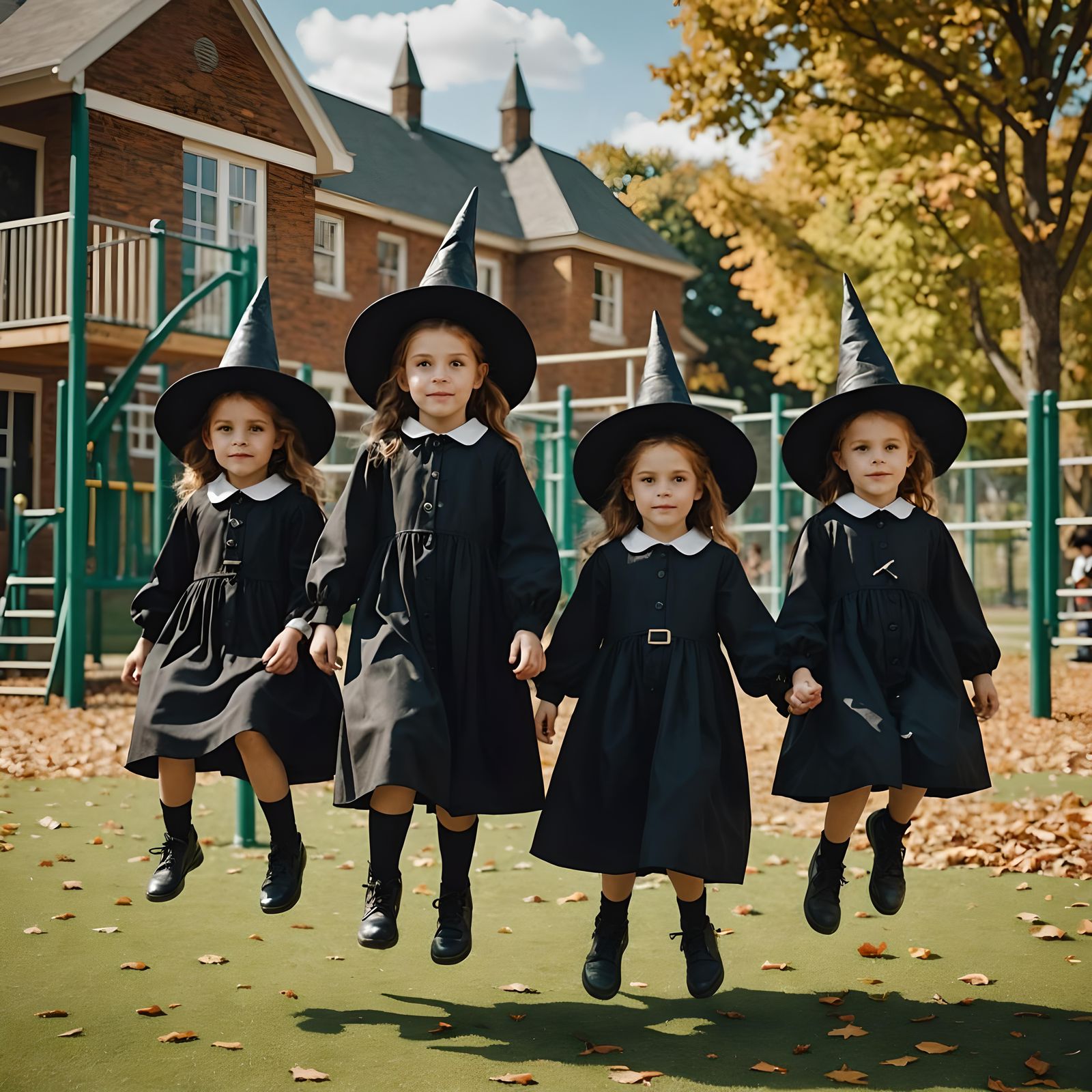 Eerie Witch Children Float in Playground