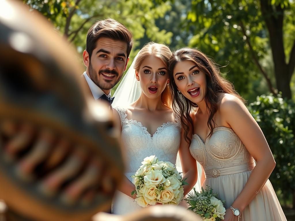 Surprised Wedding Party Photobombed by Xenomorph