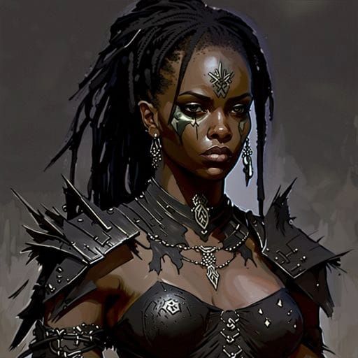 Gothic Female Warrior in Hyperdetailed Style