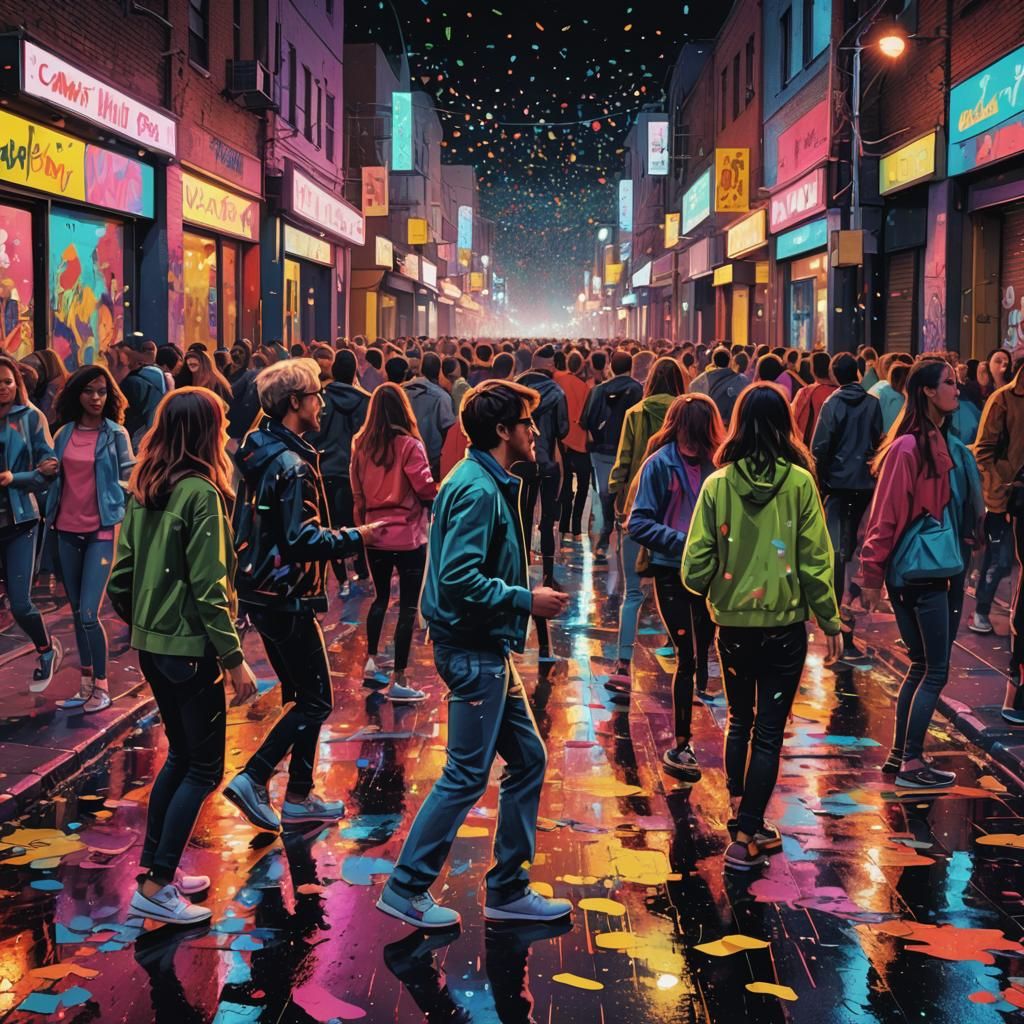 Electric Avenue Nightlife in Pop Art Style
