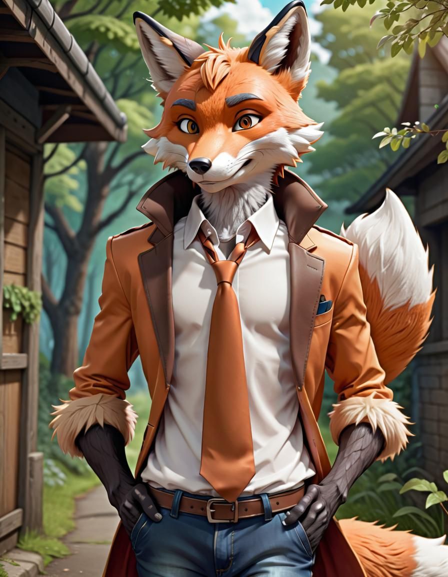 Male Fox Anthropomorphic Anime Art