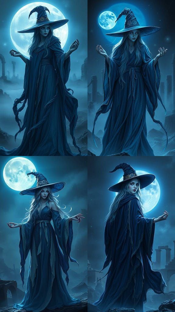 Lunar Witch in Ethereal Blue Glow