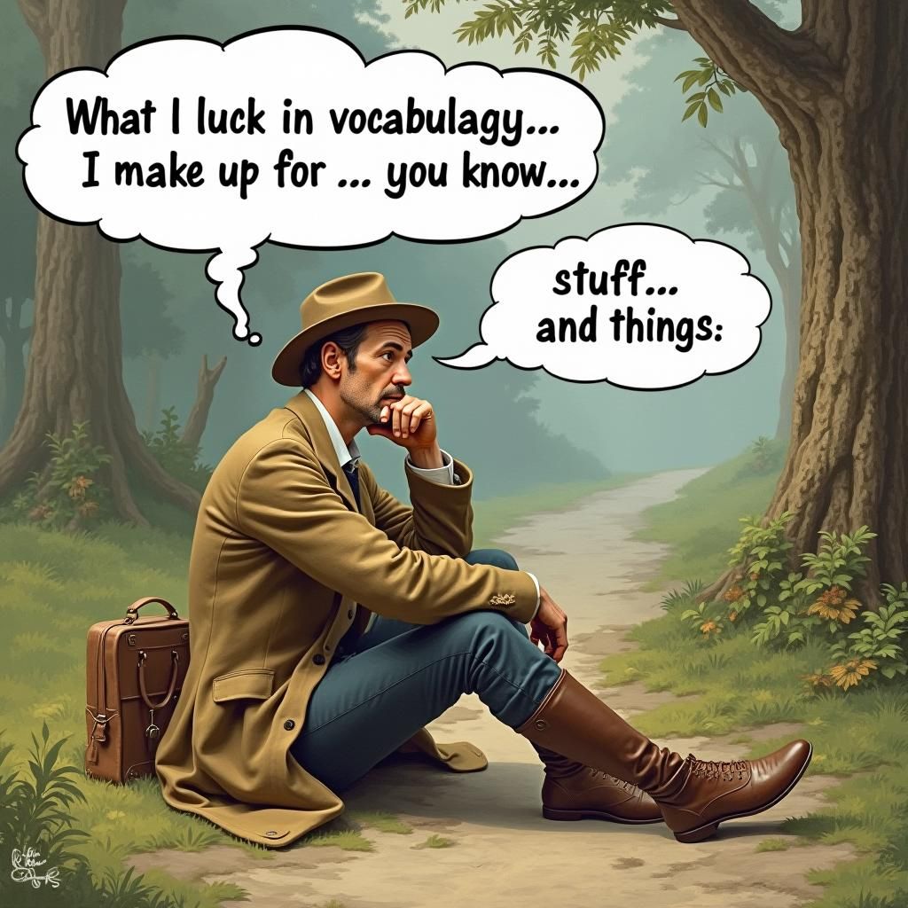 Humorous 19th-Century Traveler in Classical Painting Style