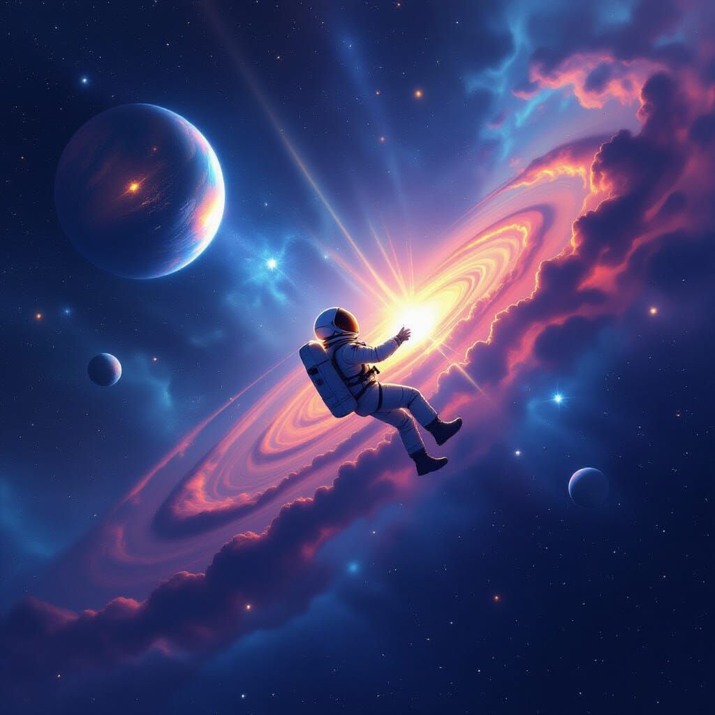 Astronaut Swimming Through Stars