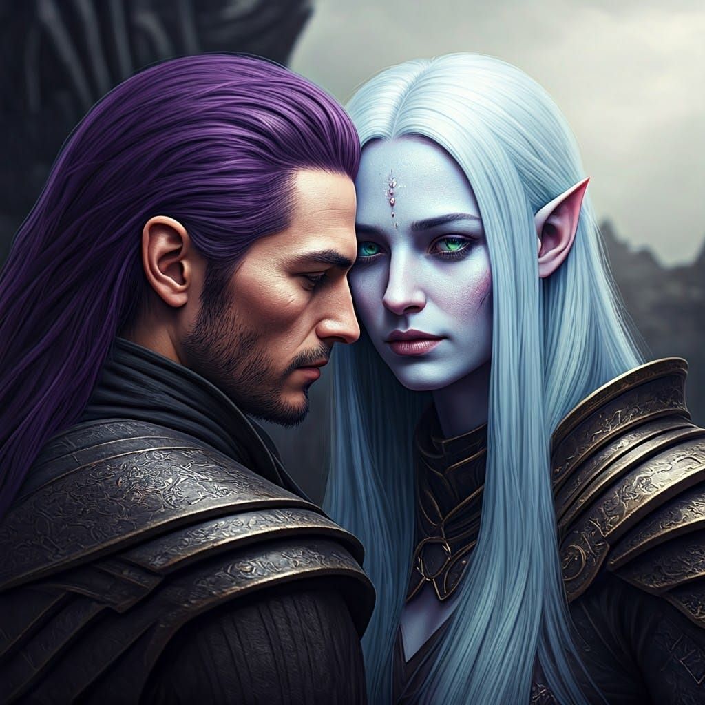 Intimate Portrait of Tiamat and Malefor in Photorealistic St...