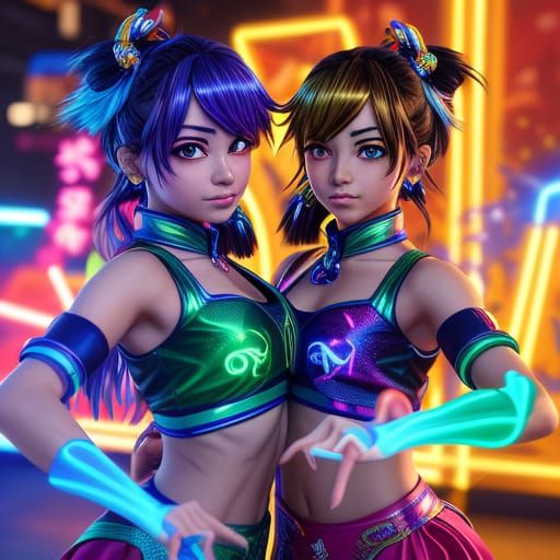 Batchata Dancers in Vibrant 3D Anime Art
