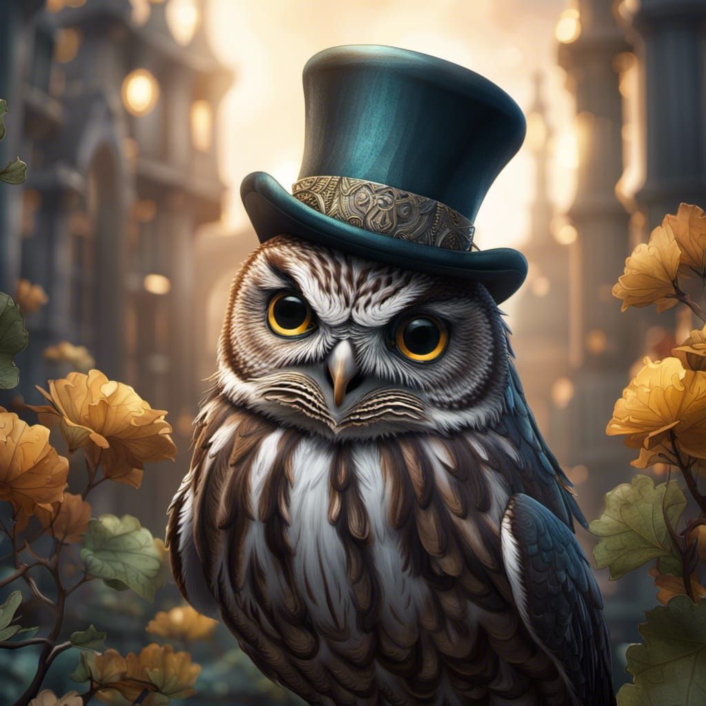 Little Owl in Top Hat: Fantasy Concept Art