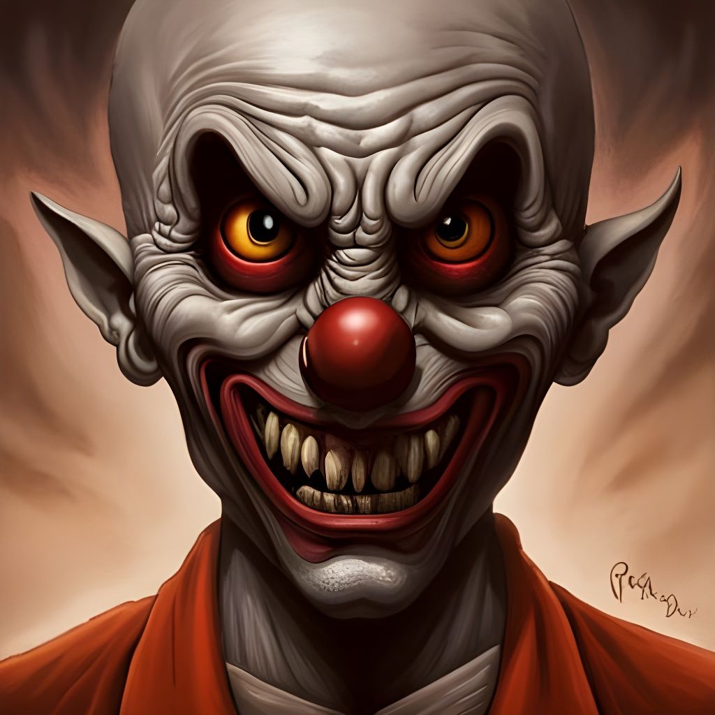 Clown Demon Portrait in Horror Style