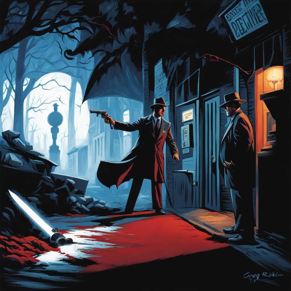 Sinister Detective Escapes Cinema: Dark Fantasy Art