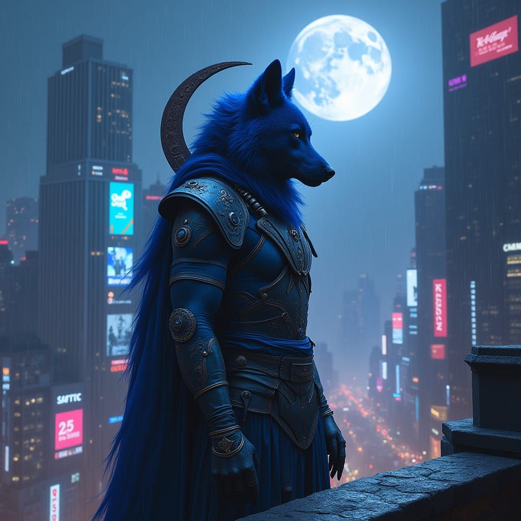 Cyberpunk Shaman Under Lunar Eclipse