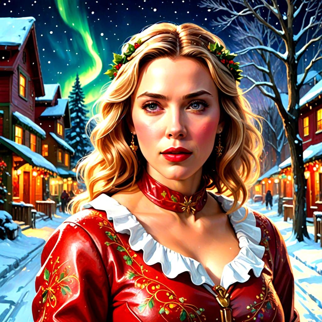 Scarlett Johansson as Iconic Holiday Mrs Claus in Vibrant Wi...