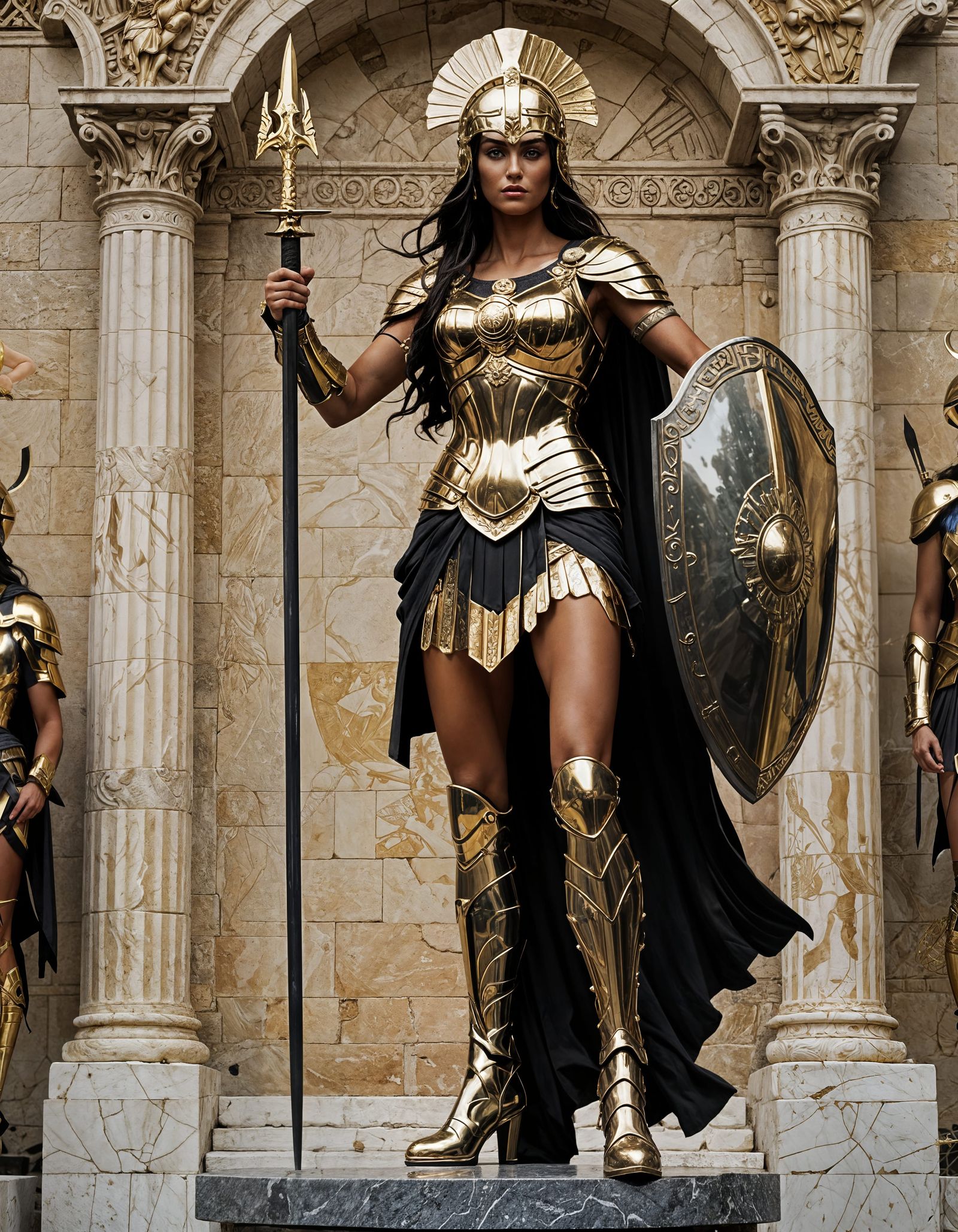 Powerful Athena Goddess in Greek Palace