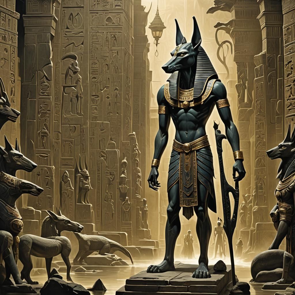 Imposing Anubis Oversees Souls in the Underworld