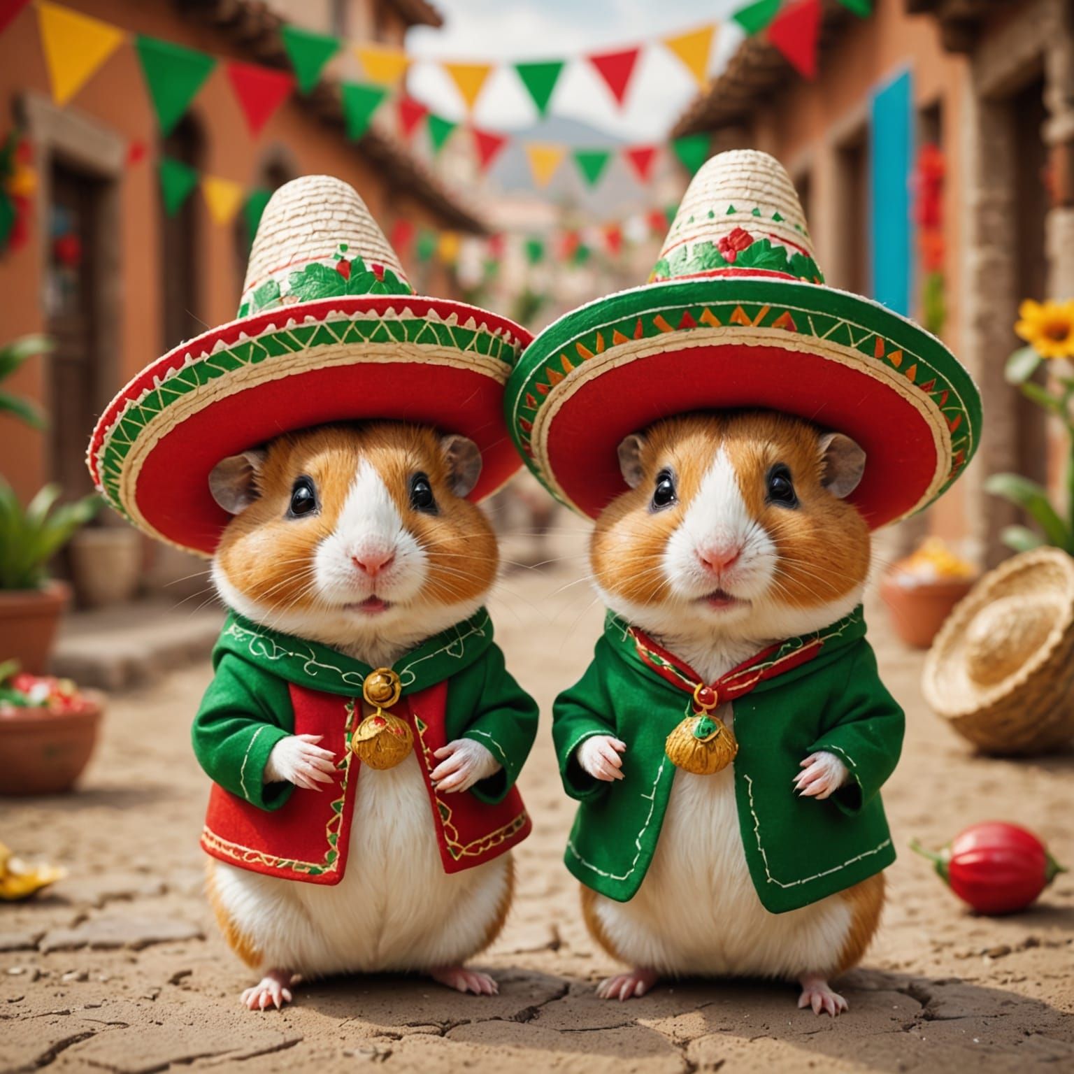 Hamster Couple in Sombreros: Playful Character Design