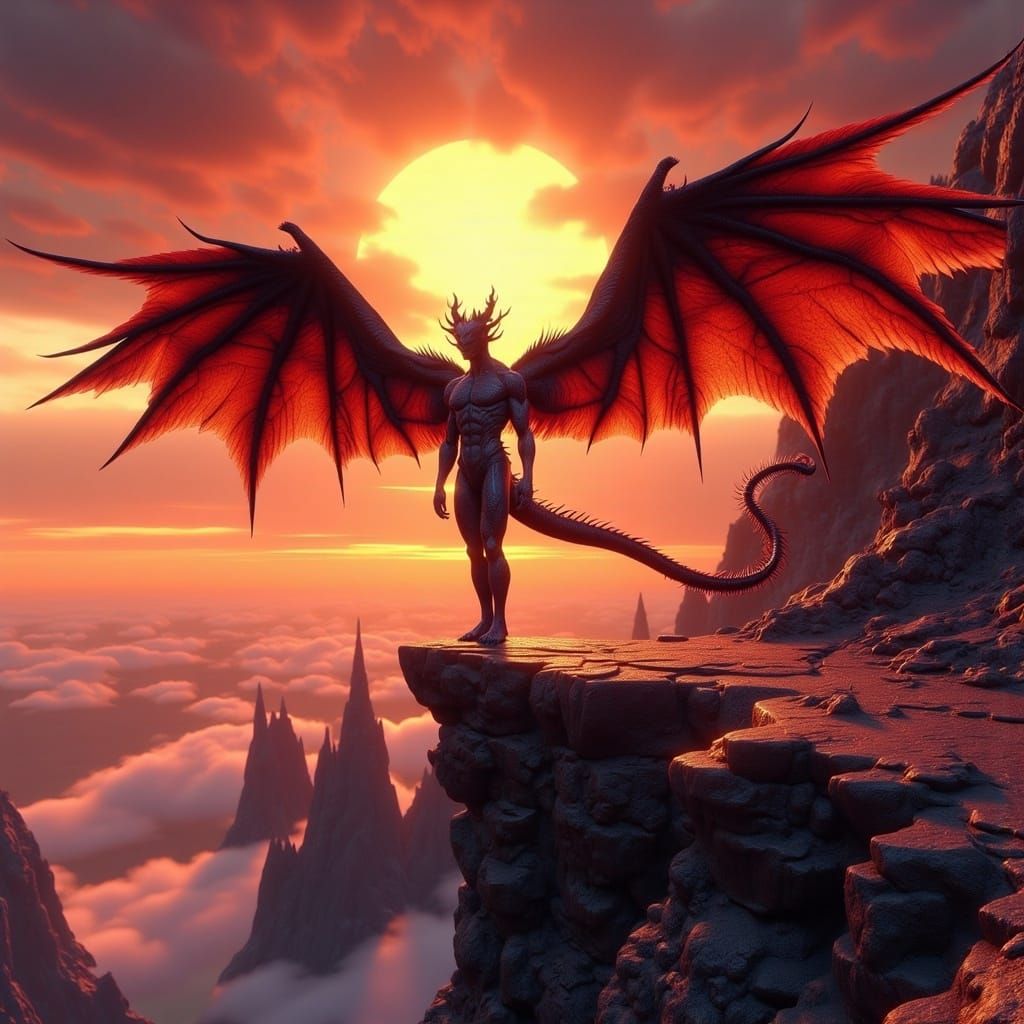 Dragon-Human Hybrid Ready to Soar