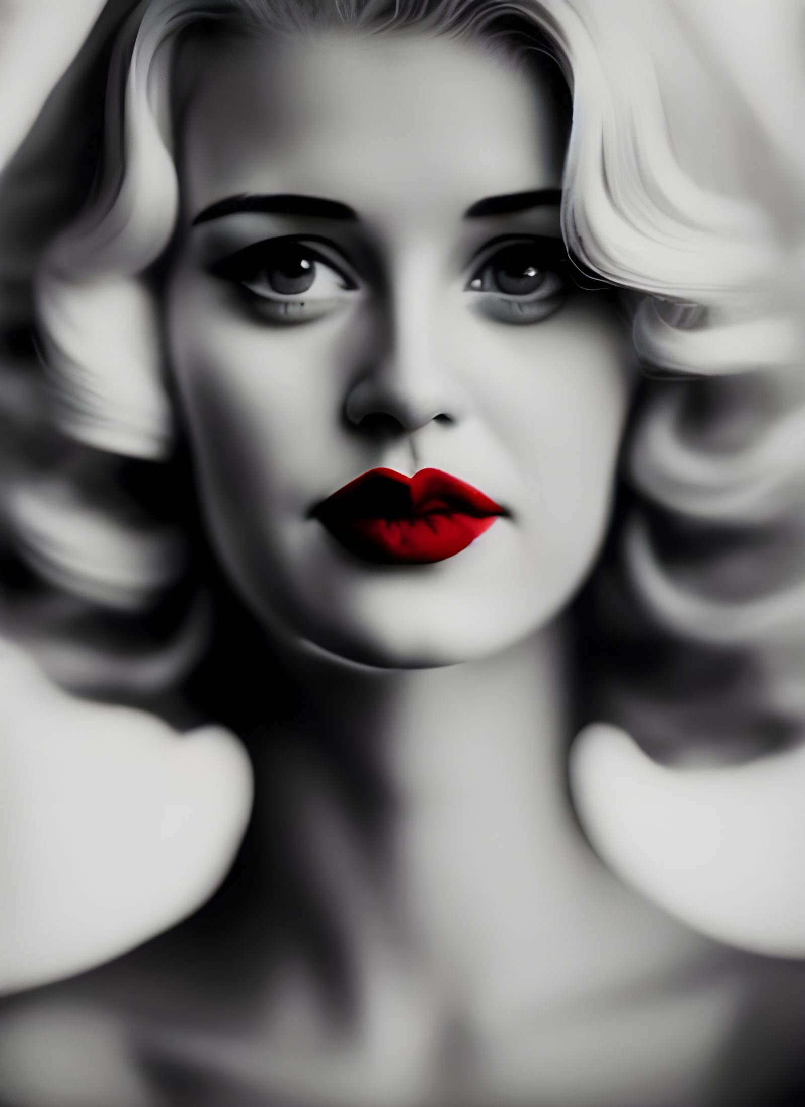 Vintage Photograph of a Blonde Woman in Black and White