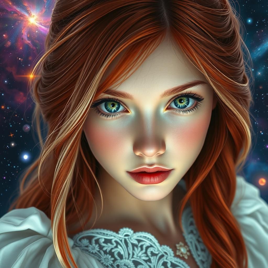 Cosmic Woman Portrait in Ethereal Digital Art Style