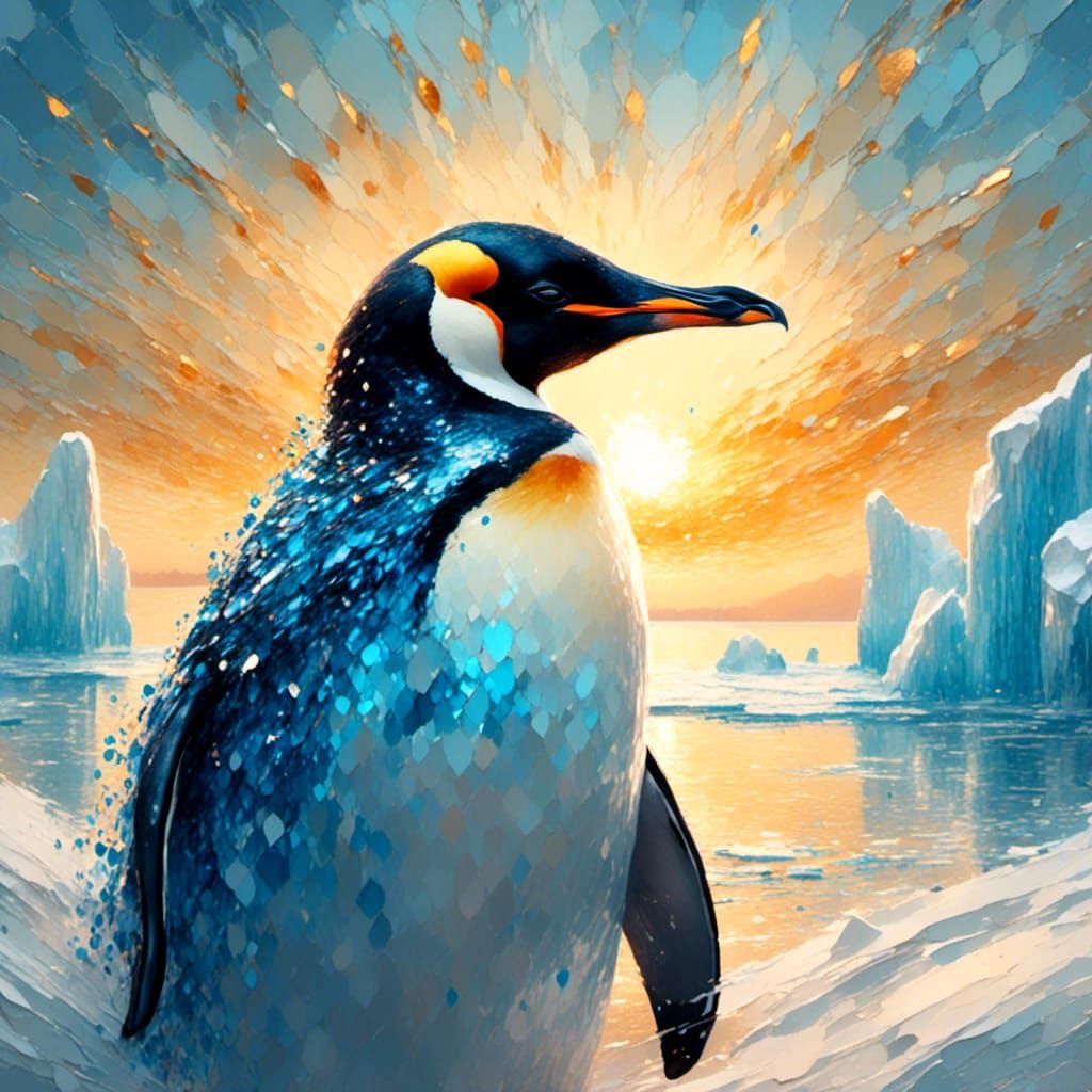Penguin Portrait in Sparkling Antarctic Landscape