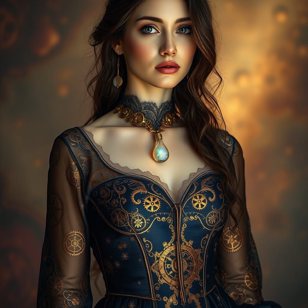 Ethereal Goddess in Midnight Navy and Gold