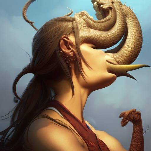 Dragon Elephant Hybrid Concept Art Portrait