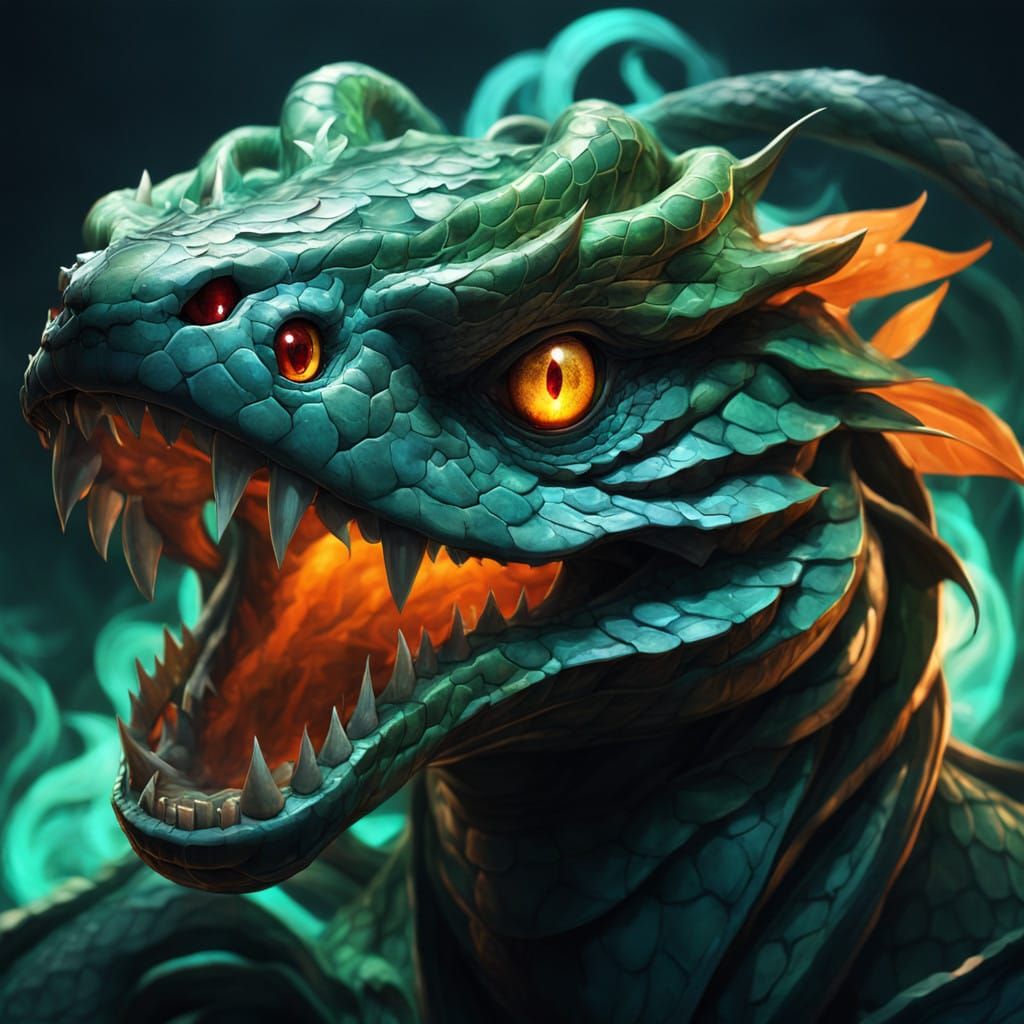 Majestic Dark Fantasy Snake Monster in 8K