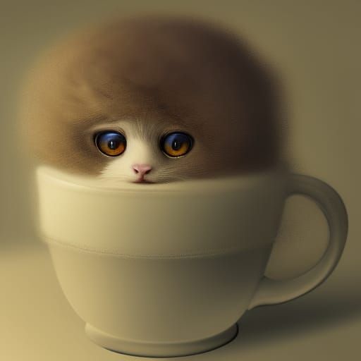 Cute Animal in Teacup: Digital Matte Painting