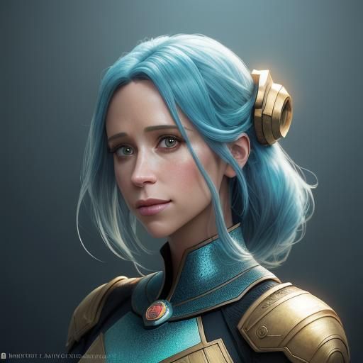 Jennifer Love Hewitt Portrait in Art Deco Style