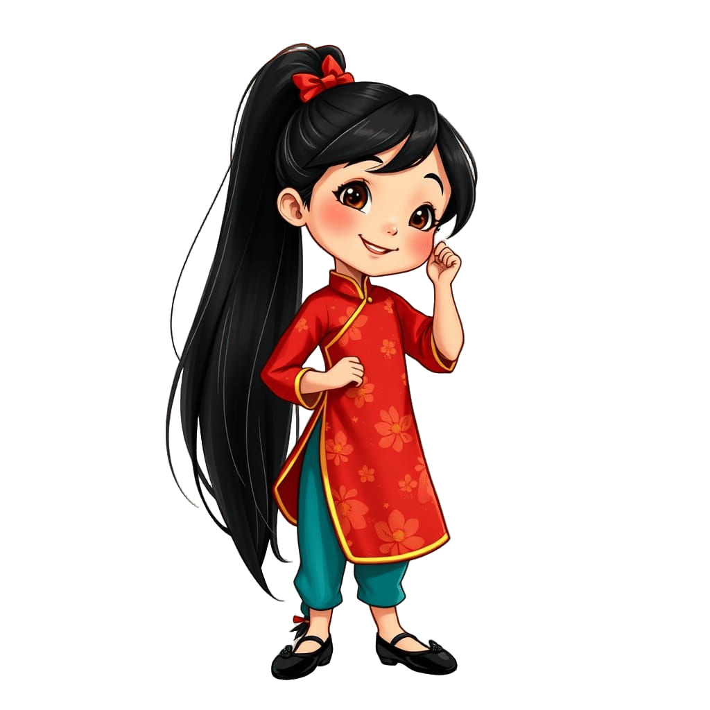 Vietnamese Girl in Áo dài, Animated Style