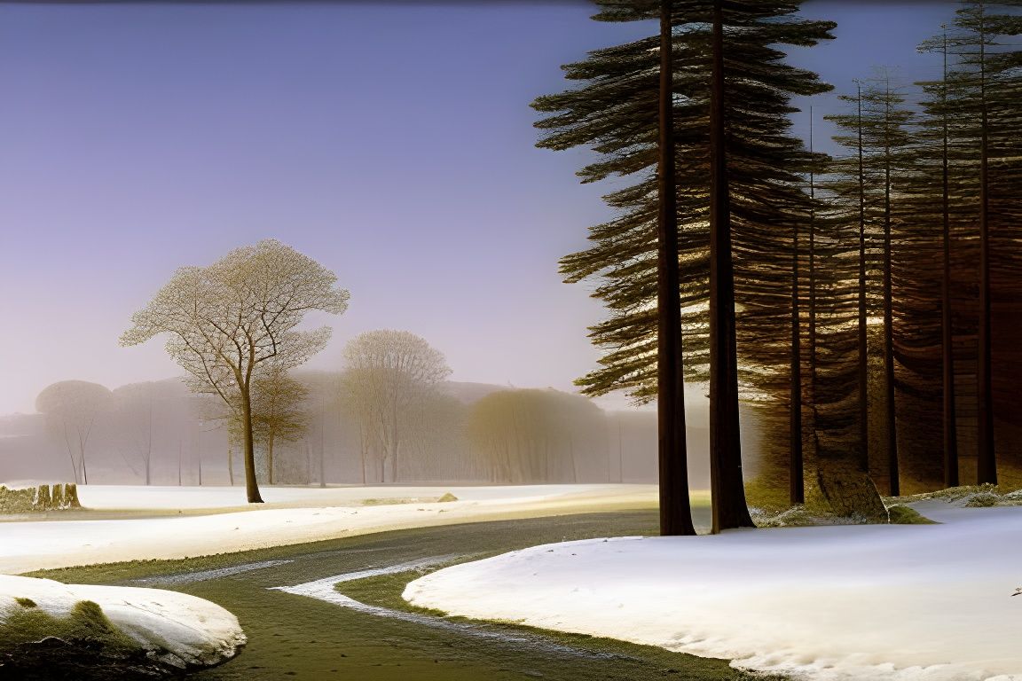 Winter Landscape Painting in Romanticism Style