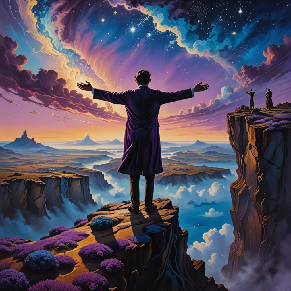 Surreal Figure in Starry Skies