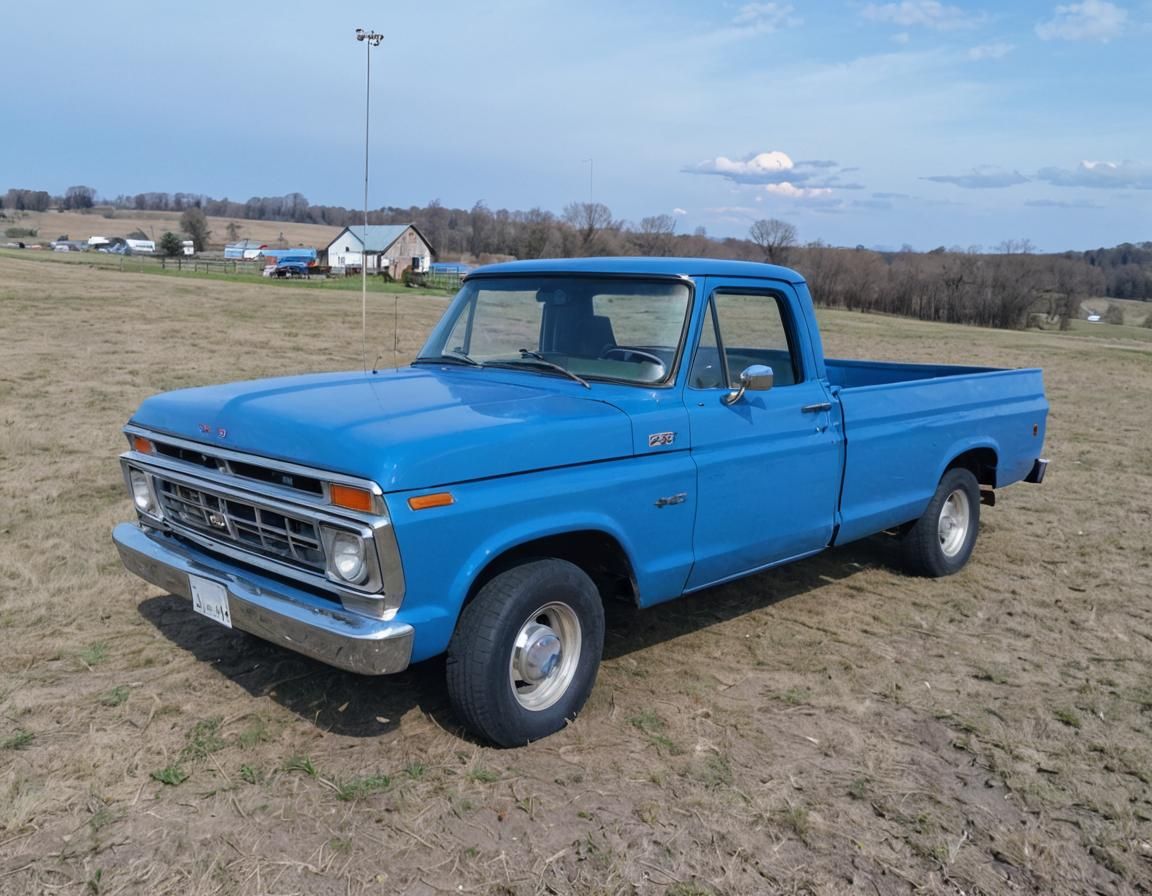 Classic Pickup Truck at Sunset Landscape