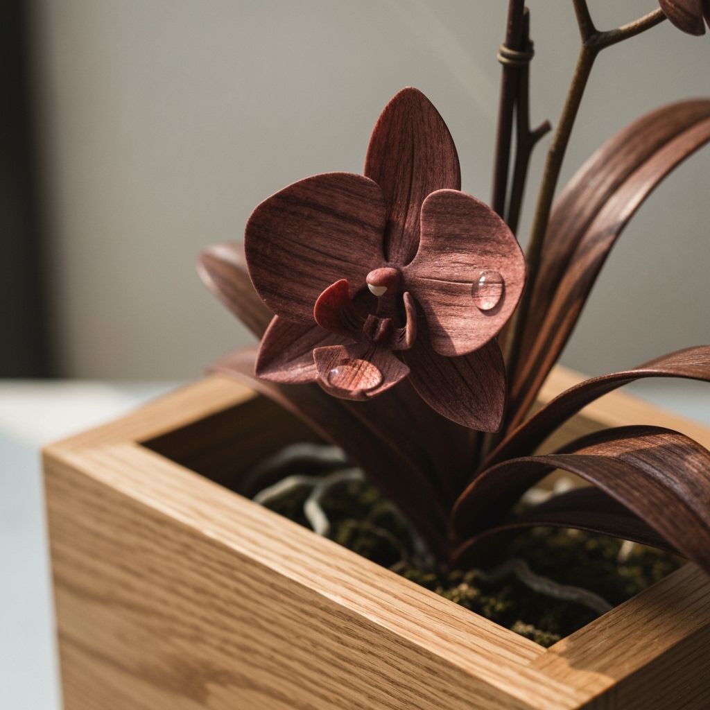 Carved Rosewood Orchid in Natural Light