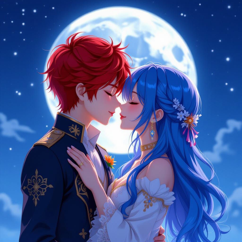 Moonlit Kiss: Anime Romance in 8K Detail