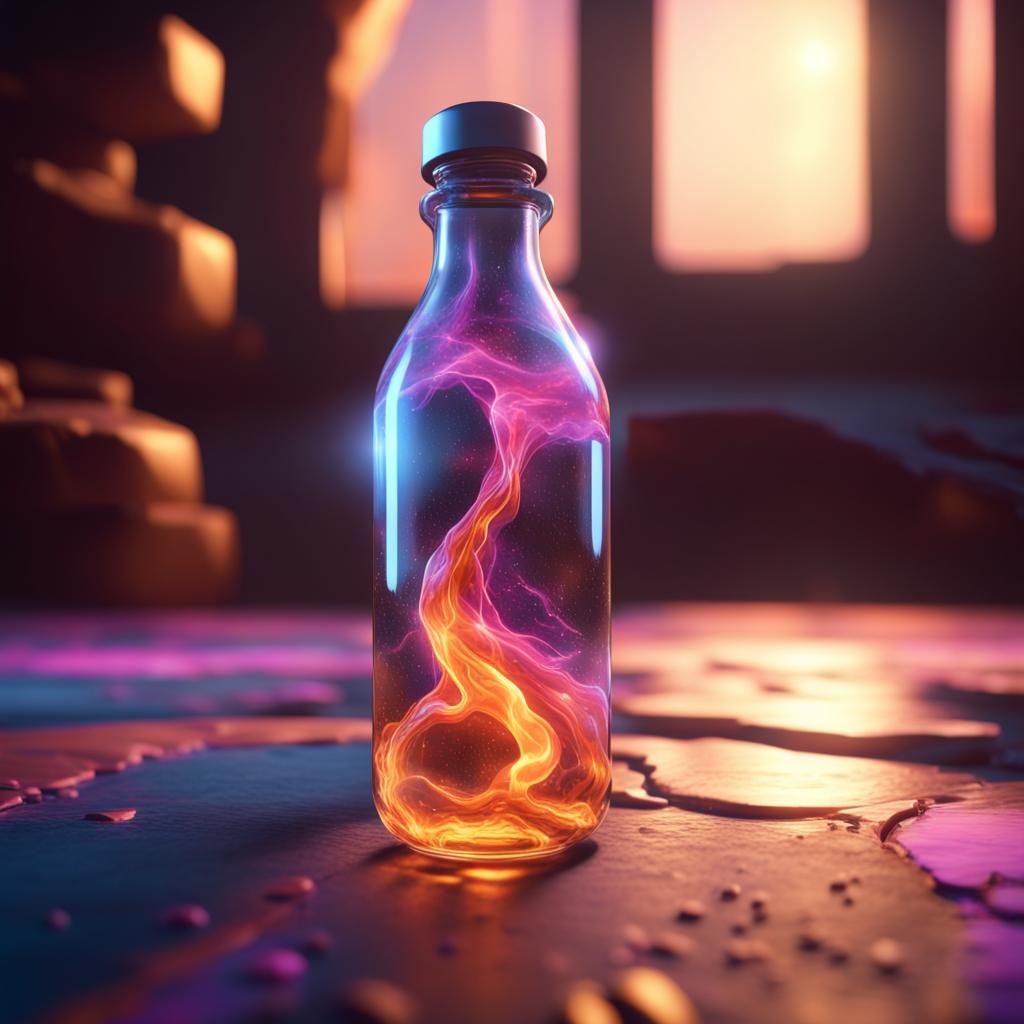 Energy Flows: 3D Cinematic Bottle Art