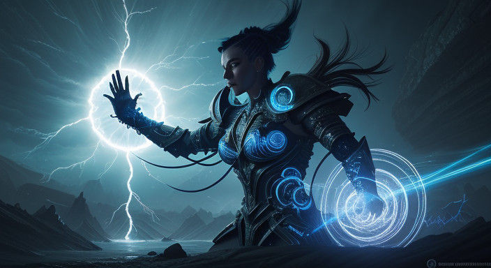 Surreal Warrior Smashes Shattered Mirror with Fractal Energy