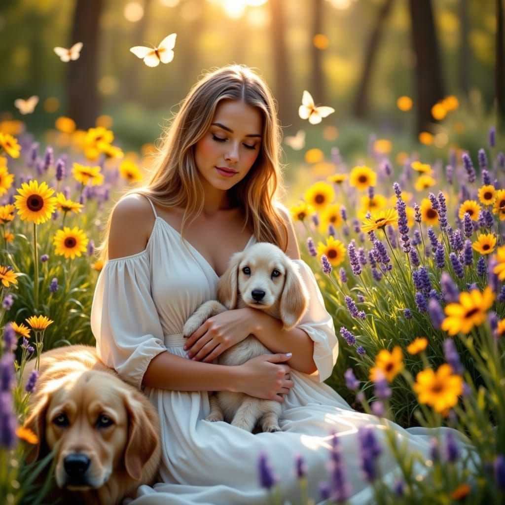 mother nature human with her pets