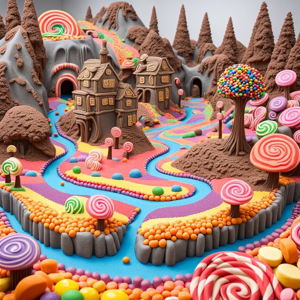 Candy World Landscape Inspired by Willy Wonka