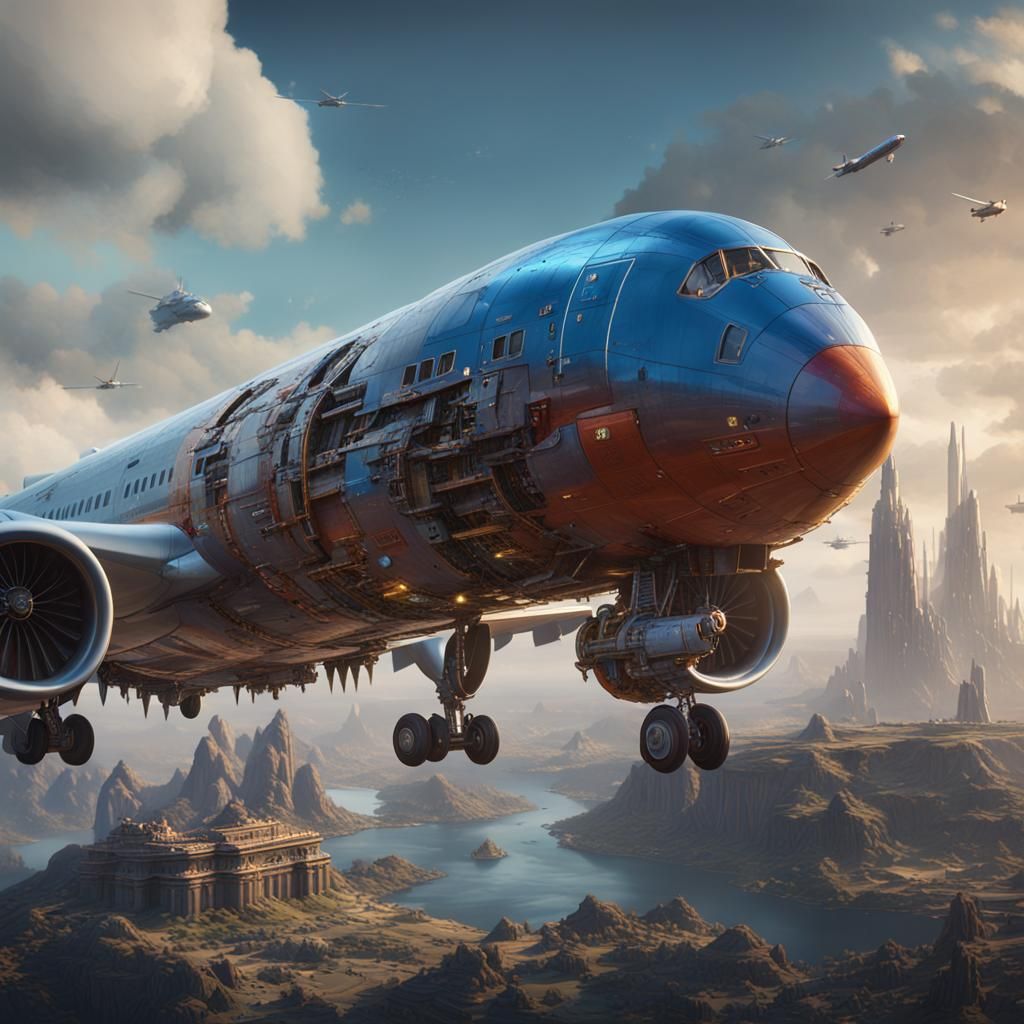 Detailed Boeing Matte Painting in Fantasy Concept Art Style