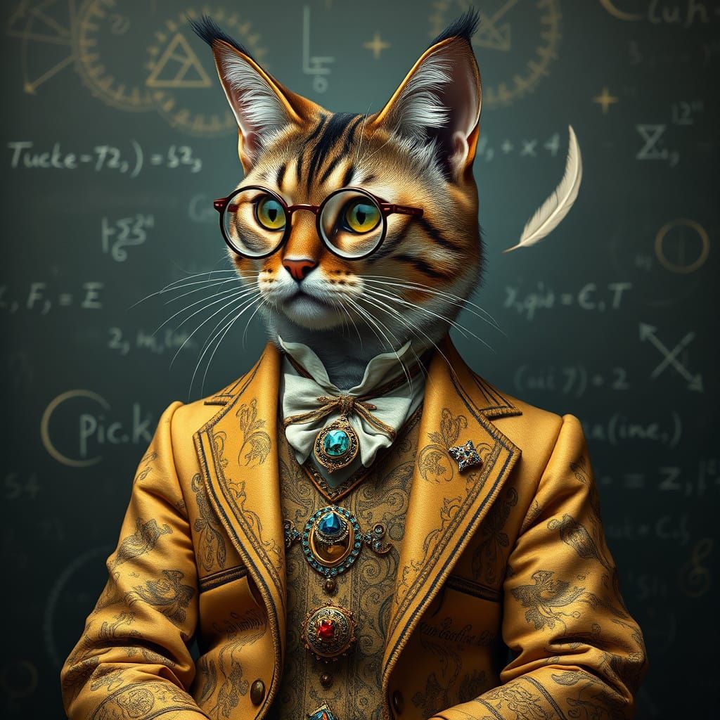 Regal Feline Scholar in Elegant Waistcoat