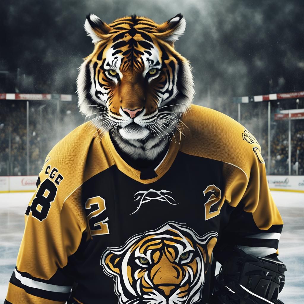 Tiger Morphs to Hockey Player in Matte Painting