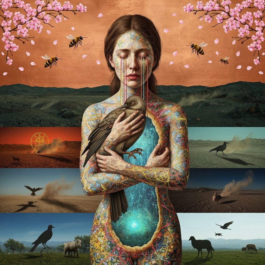 Mystical Shaman Bio Art Collage in Deep Forest Atmosphere