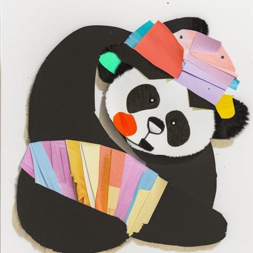 Colorful Tissue Paper Panda Collage