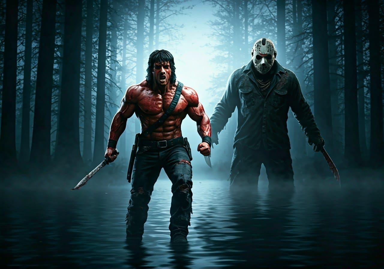 RvJ: Rambo versus Jason (Movie Teaser Promo style image)