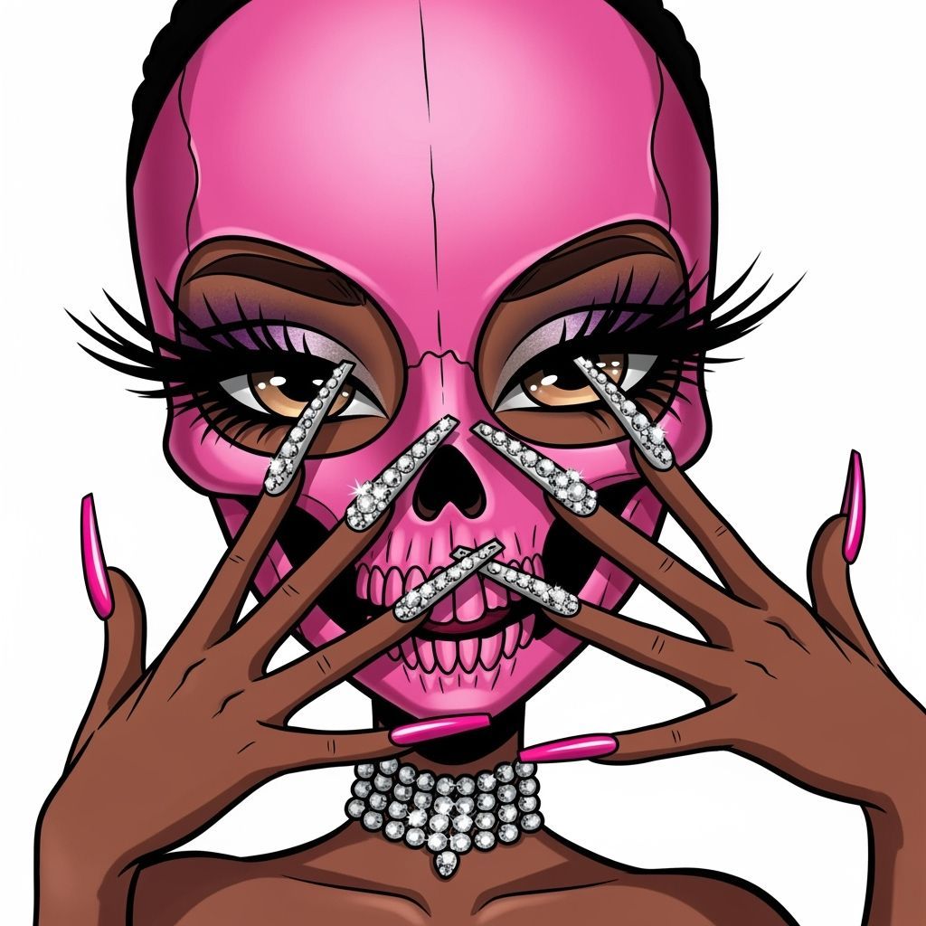 Bratz-Inspired Cartoon Character with Blinged-Out Nails