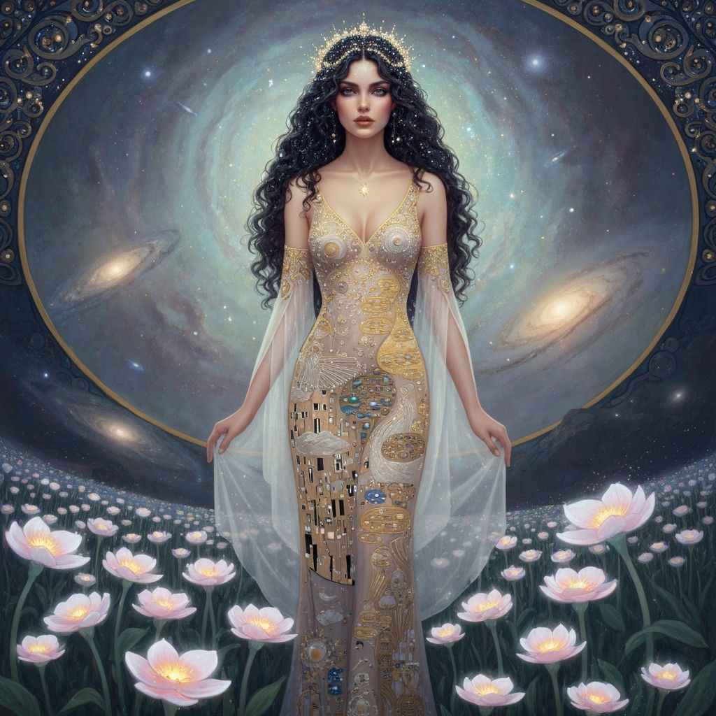 Celestial Goddess Descends with Crystal Staff