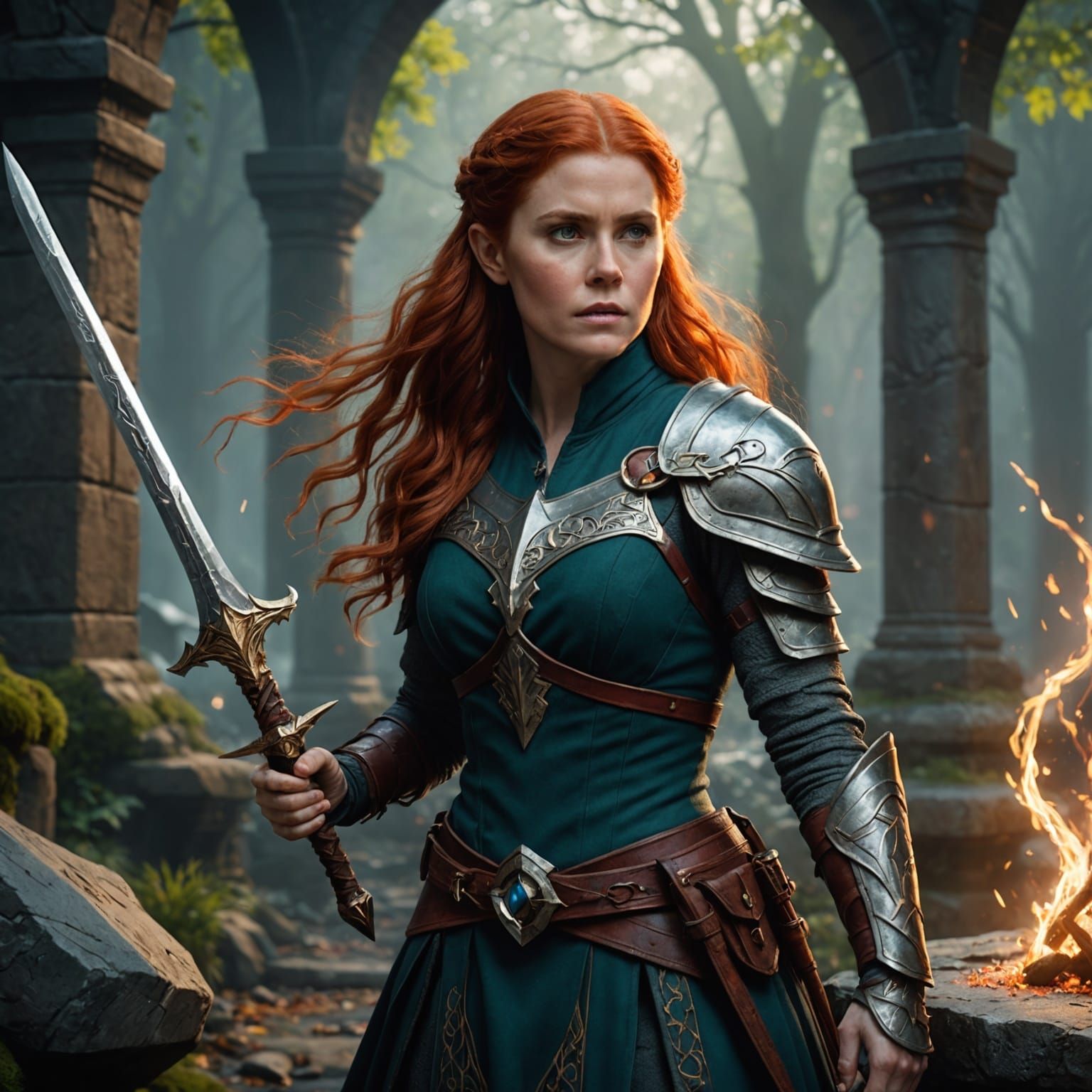 Elf Warrior with Red Hair in Dungeons and Dragons