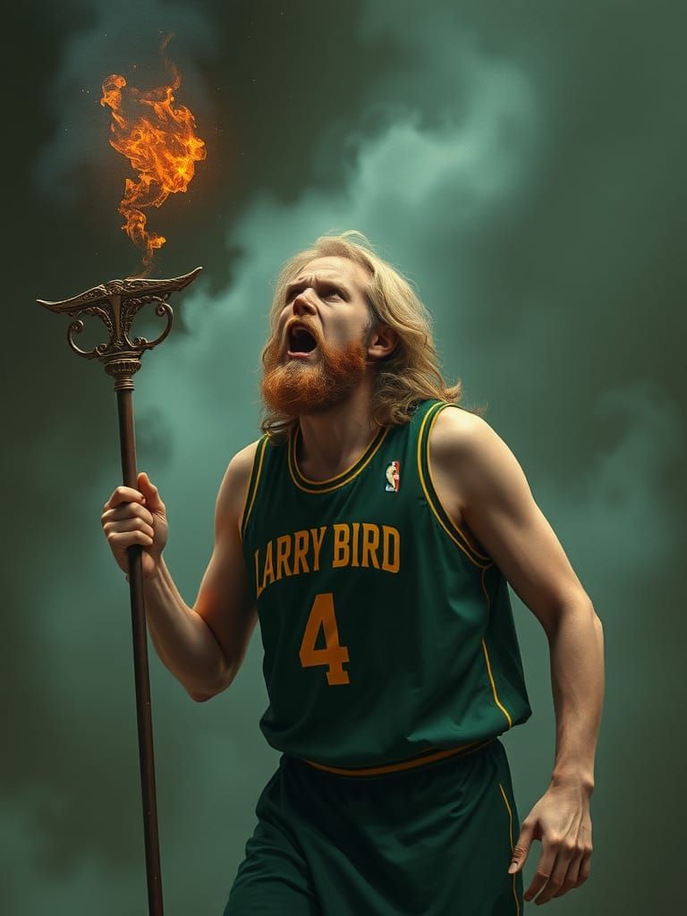 Larry Bird: Celtic Mythology Figure in Hyperrealism