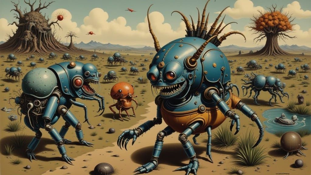 Robot Versus Mad Scientists in Surreal Battle