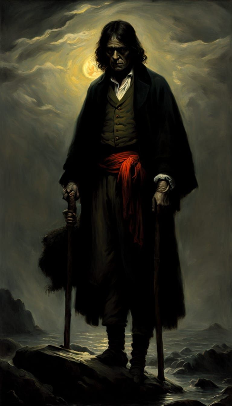 Dramatic Chiaroscuro Painting with Firelight